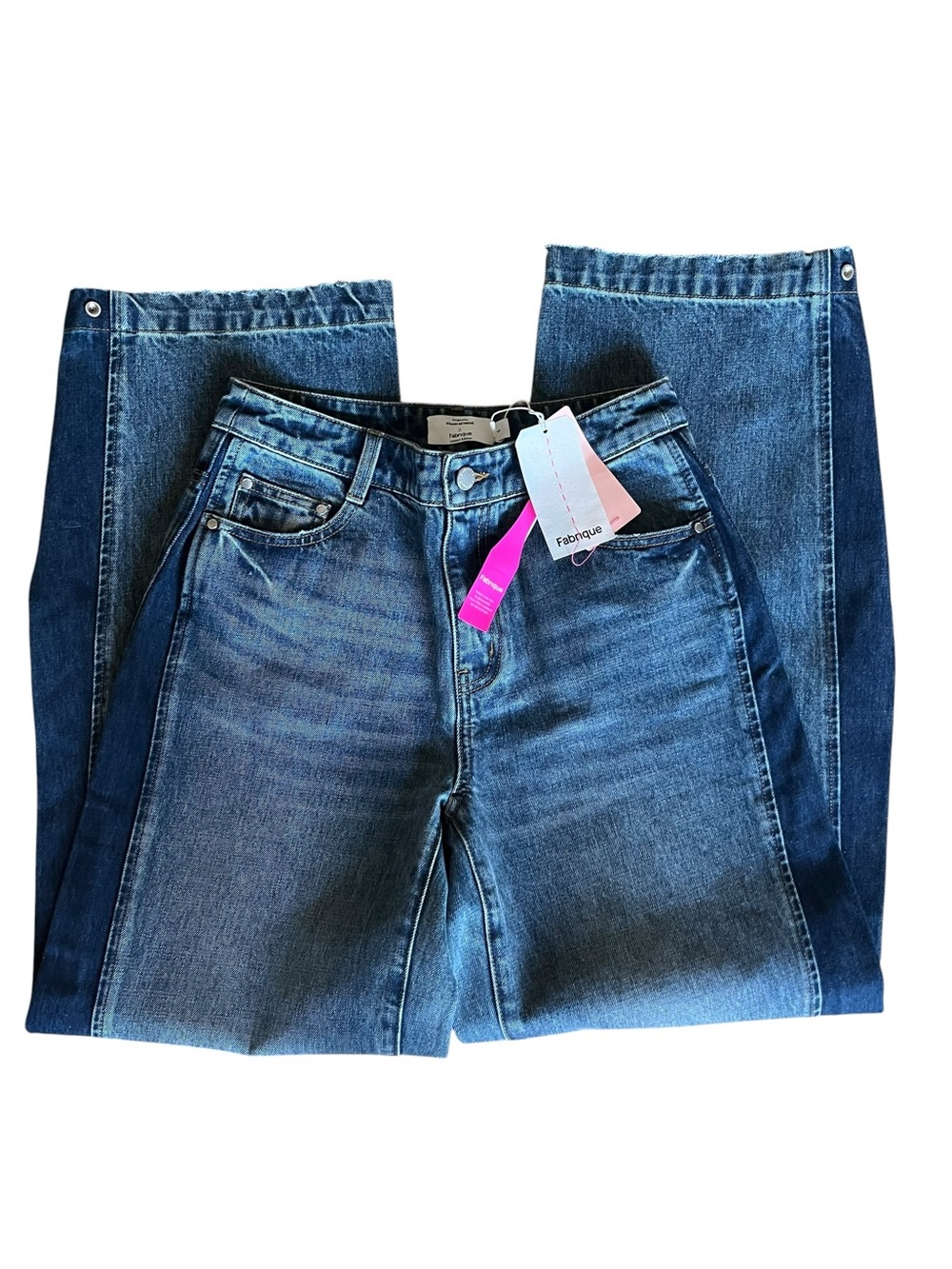 NWT- FABRIQUE Mia Two Tone Panel Jeans Denim - Picture 4 of 15